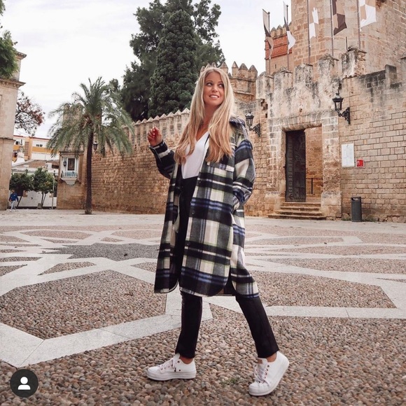 Zara Jackets & Blazers - Zara hooded plaid over-shirt